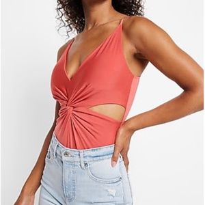 EXPRESS Silky Twist Front Bodysuit Sz Large NWT